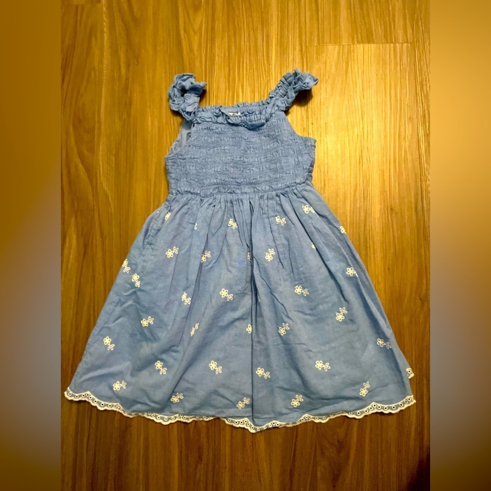 Cat & Jack Blue Smocked Ruffled Sundress with floral print size 5T